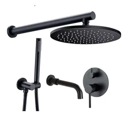 Black Brass Fria água fria chuva de chuva de cabeça única misturadora de banheiro torneiras de banheira Torneira de banho Torneiras de chuveiro TAP Set4352502