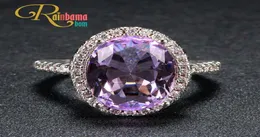 Clusterringe Rainbamabom Luxus 925 Festes Sterling Silber Oval Amethyst Edelstein Geburtsstein Hochzeit Verlobungsring Feiner Schmuck 3178702