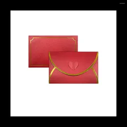 Envelopes de cartão de 50pcs de embrulho de presente com envelope de borda de ouro de fivela de amor para cartões de notas Vinho de casamento vermelho