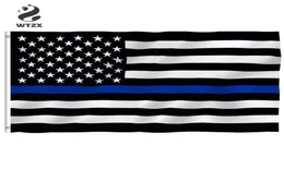 15090 Cm Subdued Thin Blue Line Stripes USA Flags Grommets Police Cops Flags Black White Blue Flags Whole DHL 9213397