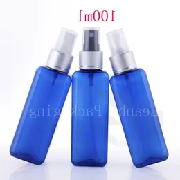 wholesale 100ml X 50 square blue luxury mist spray perfume bottles for cosmetics packaging , 100cc plastic container sprayer Iweun