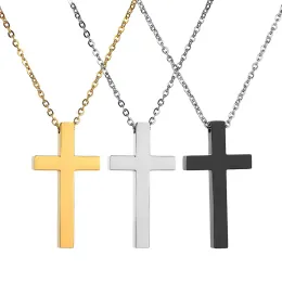 Rostfritt stål korshänge halsband män religion tro crucifix charm dekoration kedja för kvinnor smycken gåva zz