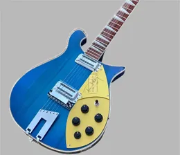 Nowy Trapeze Tailpiece 660 Jazz Electric Guitar, Clear Blue 6-Struning Guitar, Basswood Body, Gold Pickguard