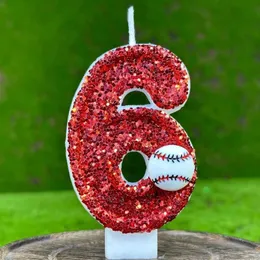 5pcs Kerzen Rote Kindergeburtstag Kerzen 0-9 Number Baseball Kerze für Junge Original Geburtstagskerzen Party Kuchen-Topper-Dekoration