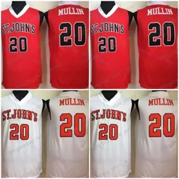 NCAA St. Johns University #20 Chris Mullin College Basketball Jersey zszyte vintage czerwone białe koszulki