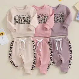 Kleidungssets 2019-09-15 Lioraitiin 0-3y Neugeborenes Mädchen Kleidungsstück mit Buchstaben und Leopardendruck Langschlämte Reißverschlusshose 2-teilige SETL2405