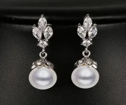 EMMAYA Fashion Marquise Shape CZ Orecchie di perle Ororiale in oro bianco Orecchie da sposa Bridal New Arrivo Beautiful Reg4473062
