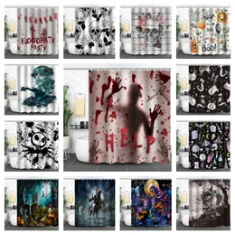 Shower Curtains Scary Halloween Bath Decoration Waterproof Fabric Gothic Girl Bathroom Curtain With Hooks Home Decor Cortinas