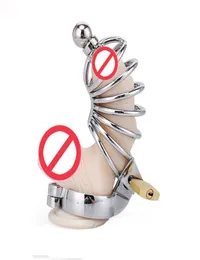 BDSM Sex Toys Male Cage Device с уретральным звуком петухи Кольцо из нержавеющей стали.