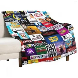 Cobertores Broadway Show Logo Collage Throw Blanket recheado para sofá extra grande