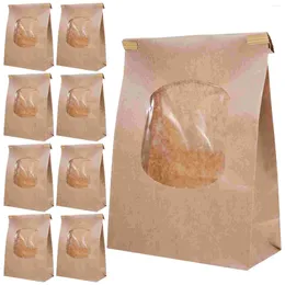 Storage Bottles 50 Pcs Bread Bags Window Baking Toast Biscuit Wrapping Clear Kraft Paper Holders Bakery Supply Household