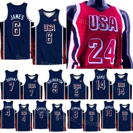 2024 팀 4 Stephen Curry Basketball Jersey US 셔츠 6 LeBron James 8 Kawhi Leonard 11 Joel Embiid 14 Davis 13 Bam Adebayo 15 Devin Booker 10 Jayson Tatum 12 Jrue Holiday