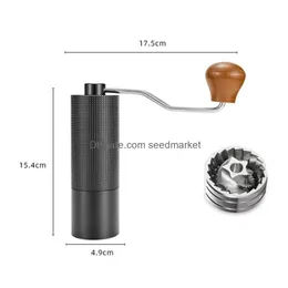 Manual Coffee Grinders Grinder Hand Adjustable Steel Core Burr For Kitchen Portable Espresso Milling Tool Drop Delivery Home Garden Dh0Nc