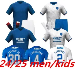 24 25 Rangers Soccer Trikots 2024 Home Shirt Away Glasgow Colak Roobe Lundstram Hagi Barker Morelos Tavernier Kent Tillman 3rd Football Man Kids Kit 999