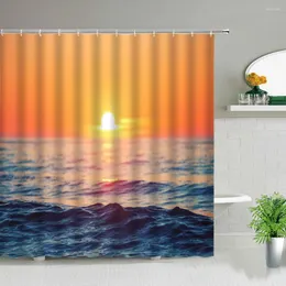 Shower Curtains Sunset Dusk Seascape Home Decor Curtain Bathroom Accessories Waterproof Decorative Aesthetic With Hooks