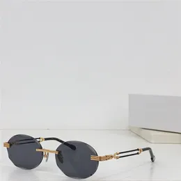 New fashion design oval sunglasses 50160U metal frame rimless cut lens double rope temples elegance and popular style outdoor UV400 protection glasses
