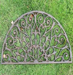 Ghisa portiere in ghisa a metà rotonda tappetino antico tappeto metallo decorativo antico marrone casalinga giardino cortile patio ornamento artigianato 8295657