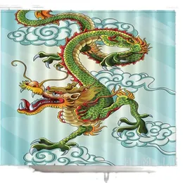 Duschvorhänge Drache von ho me lili vor Vorhang wasserdichtes Stoff grünes chinesisches Badezimmerdekoration