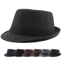 Berets Herumn Winter Wollwolle Top Hats Fedoras Bowler Runde Caps Jazz Cap Women Männer Freizeitleistung Hut Kopfbedeckung 1 PCs