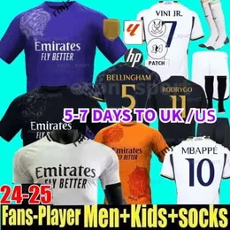 Hayranlar oyuncu Bellingham 24 25 Futbol Formaları Vini Jr Mbappe Modric 2023 2024 Futbol Gömlek Real Madrids Rodrygo Camavinga Camisetas Erkek Çocuklar Y4