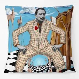 Pillow European Alter Art Salvador Dali Portrait Painting Cover The Mystical Smile Decorative Case