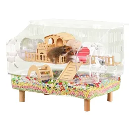 Transparent Acrylic Hamster Cage Breathable Habitat For Small Pets