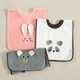 Bibs Burp Cloth Coral Velvet 아기 턱받이 만화 수건 수건 아기 턱받이 버프 옷도 두건 스카프 소년과 소녀 타액 수건을 먹이는 D240513