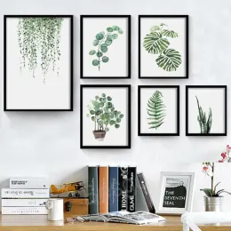 Grüne Pflanzen digitales Gemälde moderne dekorierte Leinwandblätter Kunst für Hotelsofa Wanddekoration ZZ
