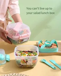 Dinnerware Portable Sauce Fruit Bento Box Can Be Heated In The Microwave Outdoor Double Picnic Light Salad Lunch For Office Workers