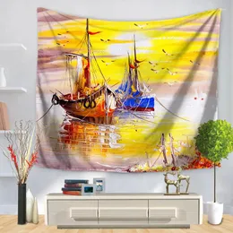 Tapestries Home Decorative Wall Hanging Carpet Tapestry Rectangle Bedspread Oil Painting Scenic Flower Tree Pattern GT1312