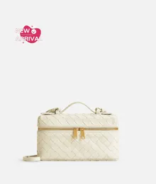 Designer Womens Botega Bang Bang Vanity Case Sea salt Makeup Bag Box Bag with Cowhide Weaving Crossbody Handheld Womens Bag