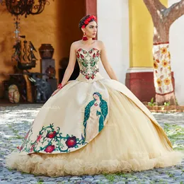 Nakış Dame Quinceanera Elbiseler Balo Gown Tatlı 15 16 Elbise Sevgilim Dantel Yukarı Vestidos de Quincea Era 2473