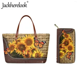 حقائب المساء Jackherelook Girl Bag Bag Sunflower Bupinting طبعات كبيرة للسفر للتسوق للنساء حقائب اليد DIY مجموعات محفظة