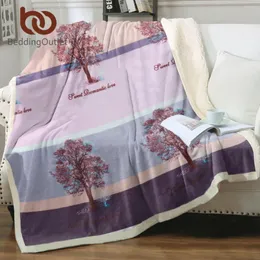 Decken Bettwäschebetdinglet rote Bäume Druck Sherpa Fleece Decke Kinder Jungen Mädchen Gemütlich Couch Sofa Bett Wohnzimmeranzug für die ganze Saison