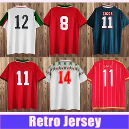 1990 1994 Wales Retro Mens Soccer Courseys Giggs Saunders Wilson Speed ​​Home Red Away White Green 3rd Football Shirt armost armove short