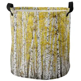 Laundry Bags Plant Yellow Birch Forest Dirty Basket Foldable Waterproof Home Organizer Clothing Children Toy Storage