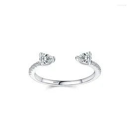 Cluster Rings STL S925 Silver Full Diamond Droplet Shaped Open Ring For Women In Europe America Light Luxury Instagram