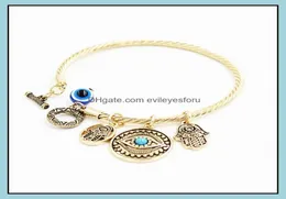Bracelets de charme símbolo de charme de olho maligno pulseiras para mulheres meninas Turkish Lucky Blue Olhos Fatima Bracelet Hand Moda Bangle Jewelr6029967