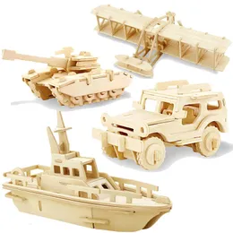 3D DIY Wood Puzzle Toy Military Series Tankfahrzeugmodell Set Creative Asseled Education Spielzeuggeschenke für Kinder Kinder 240510