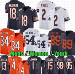 Caleb Williams 스티치 축구 유니폼 로마 오도즈 DJ 무어 15 Odunze Anthony Richardson Peyton Manning 남자 여자 S-3XL 녹색 화이트 저지