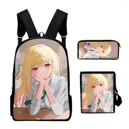 Backpack 2024 Cartoon My Dress Up Darling 3PCS/Set 3D School Student Book Book Book Travel Laptop DayPack Stume Pencil Case