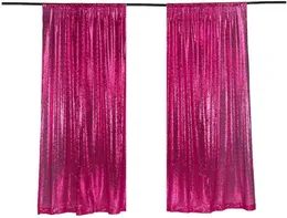 Party Decoration Sequin Backdrop 8FTx2FT Fuchsia Curtain Panels Fabric Pography Background Wedding Po Booth Baby Shower6742163