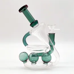 6.5 Inch Wide Teal Neo Fab Egg Rainbow Hookah Glass Bong Dabber Rig Recycler Pipes Water Bongs Smoke Pipe 14mm Female Joint US Warehouse