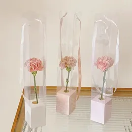 Embrulho de presente 10pcs caixa transparente caixa de flores portátil caixas de rosa lojas pvc embalando