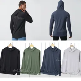 2024Yoga clothes LUU-1090 Spring Autumn New Mens Hooded Pullover Running Sports Fitness Clothes Breathable Casual Long-sleeved Hoodies