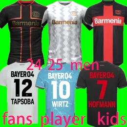 24-25 Home Away Bayer 04 Leverkusen Fan Player Versione Men Kid Kit Kit Wirtz 3rd Soccer Jersey Boniface Shirt da calcio Hofmann Grimaldo Frimpong Equipment