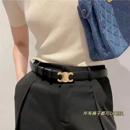 Designer Belt High end Arc de double-sided top layer cowhide womens belt with thin waistband inset decoration versatile suit jeans belt