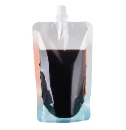 Partihandel Portable Standup Plastic Drink Packaging Bag Spout Pouch For Juice Milk Coffee Beverage Liquid Packing Bag Drink Pouch LL