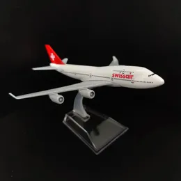 Scale 1 400 Metal Aircraft Replica Swiss Air B747 Airlines Boeing Airbus Diecast Model Aviation Miniature Art Decor Boy Toy 240510