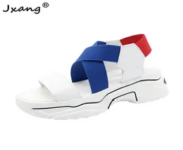 Jxang New 2020 Summer Women039S Sandals High High Heels Songal Sandals for Women Beach Sandal Wedge Platform White Mujer Sandalias Y6101977